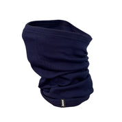 Janus blue neck gaiter in merino on a white background
