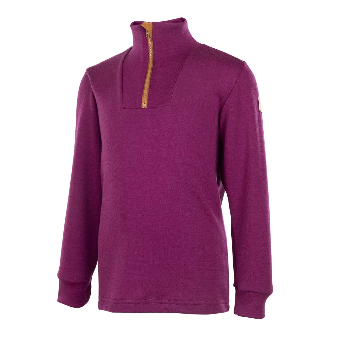 Janus ullpolo med zip til barn, lilla