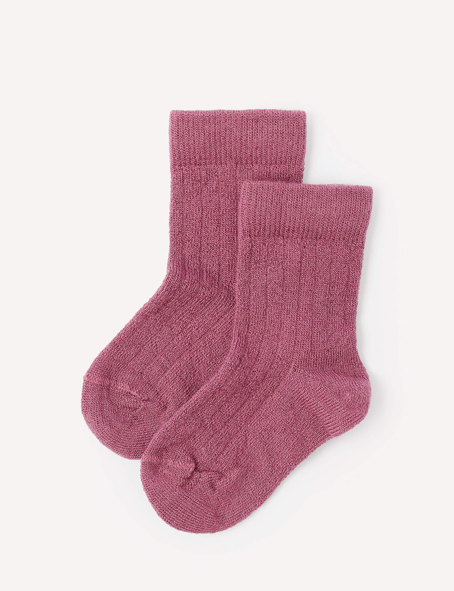 A pair of Hawthorn Rose Socks – Merino Baby Light, featuring a ribbed knit and breathable design, are laid flat on a plain light background with the toe and ankle sections visible.
