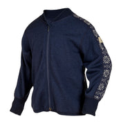 Janus merinoull jakke med jacquard til barn, marine blå