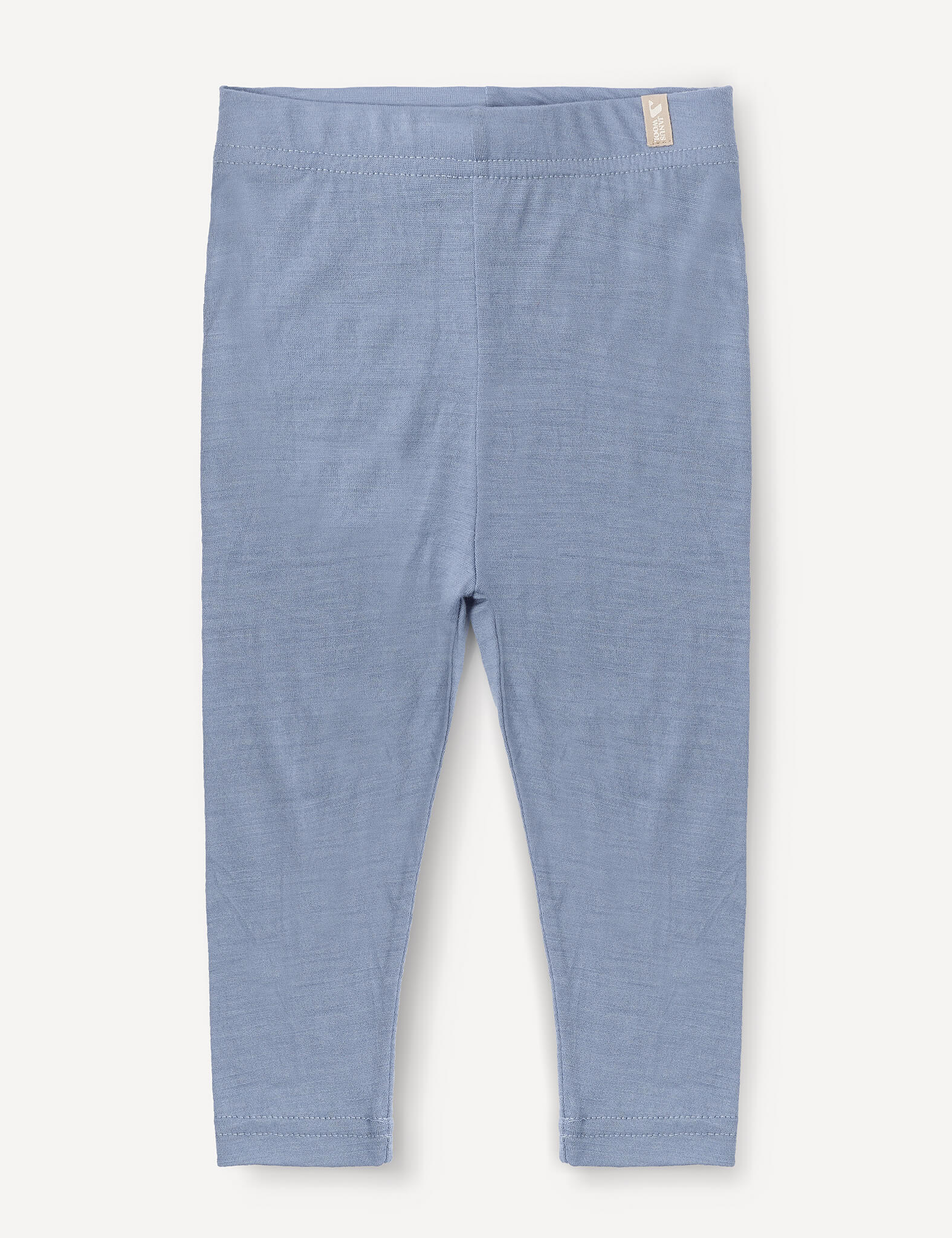 Troposphere-colored, ankle-length Leggings – Merino Baby Light are displayed on a white background. They feature a simple design with an elastic waistband and no visible patterns or decorations. These breathable leggings make a great lightweight base layer for everyday wear.