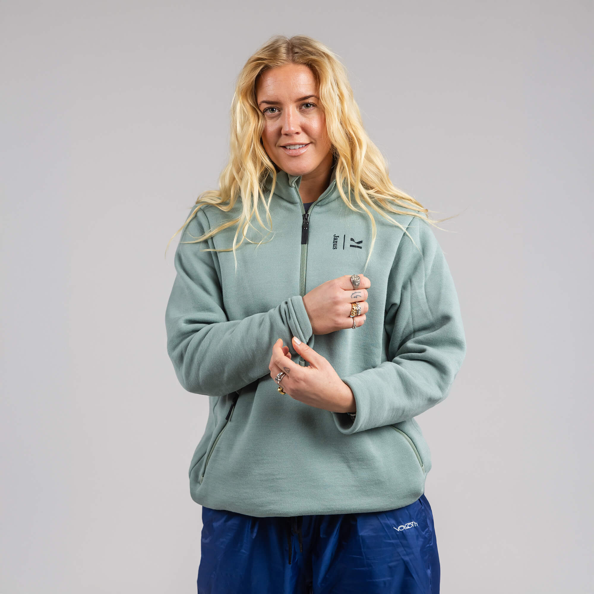 Janus x Kleveland ullfleece polo med zip til dame, farge grønn