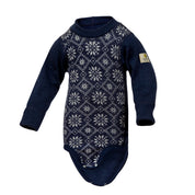 Janus merinoull-body med jacquard, blå