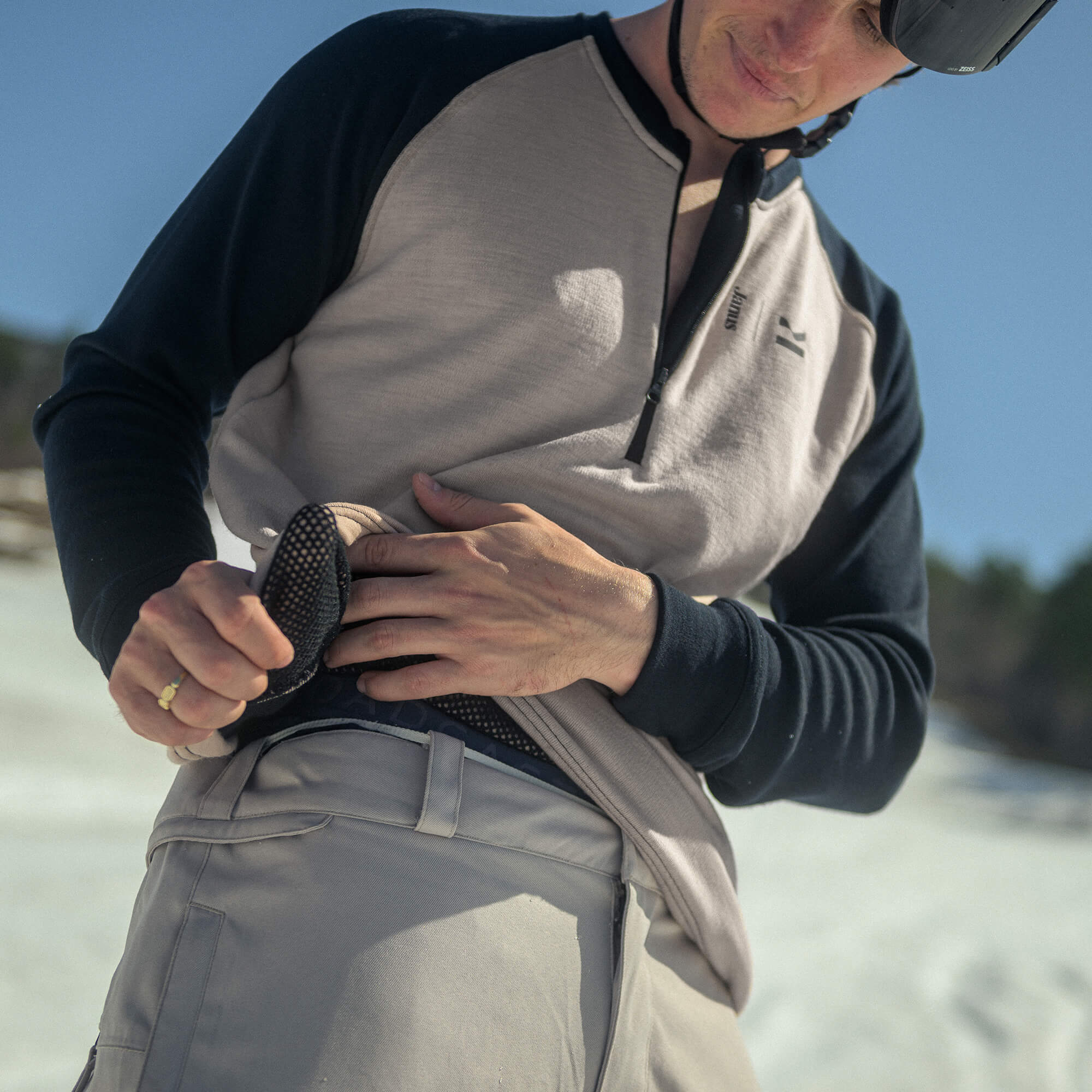 Janus x Kleveland merinoull tolags trøye til herre, farge beige og svart