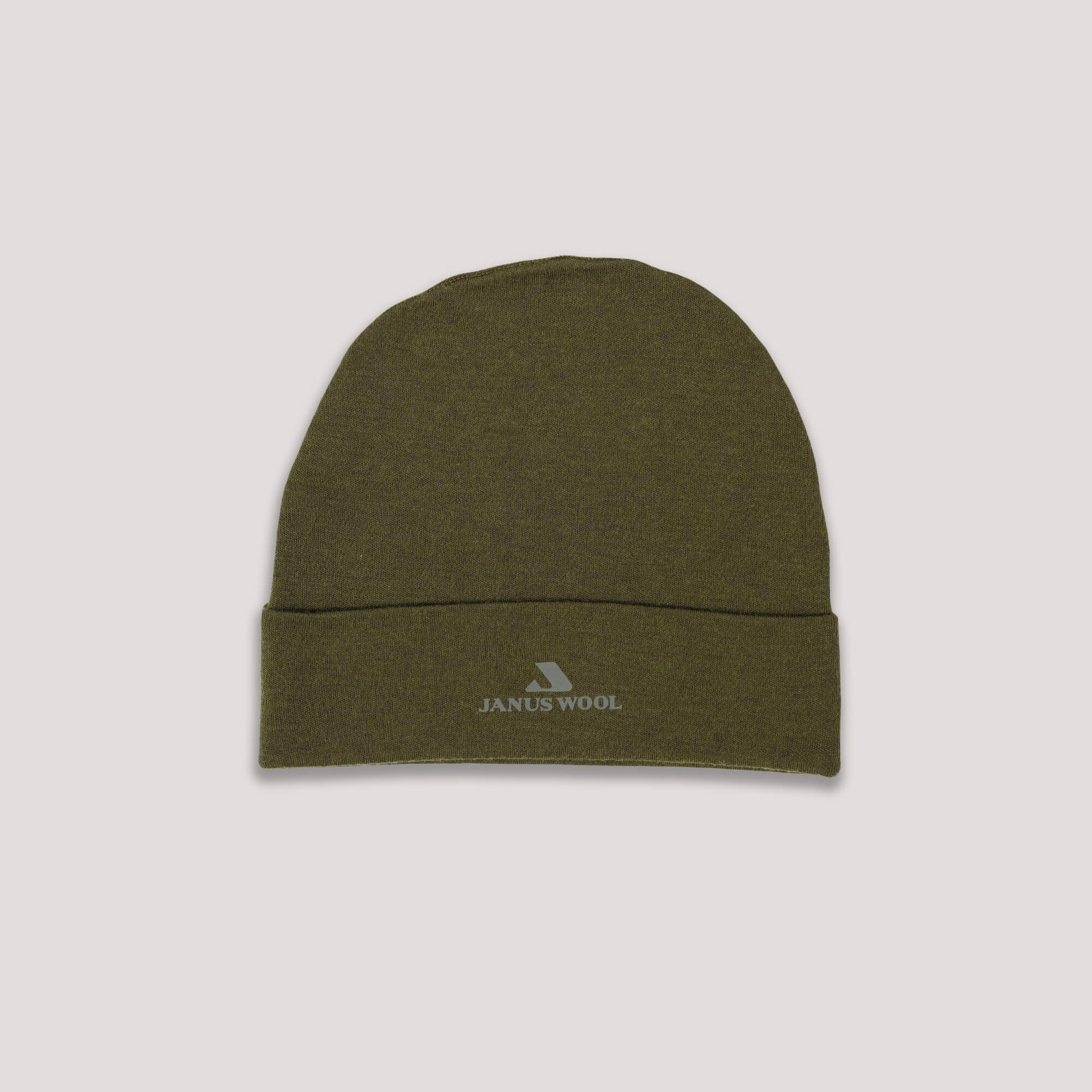 Forest Night Beanie – Classic Merino 215 made from merino wool, features a folded brim and white WOOL logo on the front, offering warmth and breathability. Displayed against a plain light background.