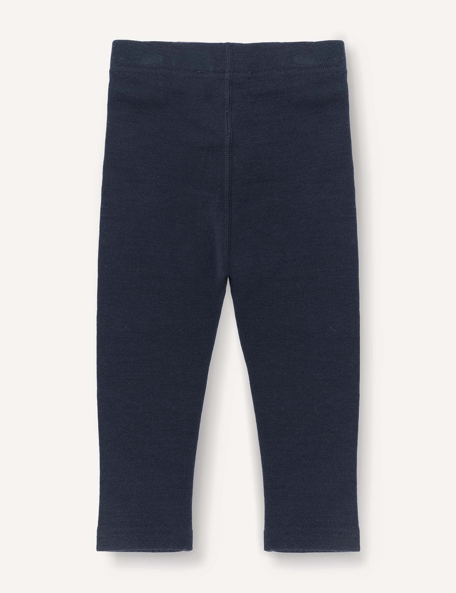 Navy blue Leggings – Merino Baby AirWool for toddlers or babies, made from soft merino wool, are laid flat on a white background and shown from the front with no visible logos or patterns.