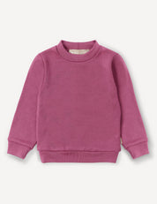 A long-sleeve, crew neck Pullover – Merino Baby AirWool for children in solid Hawthorn Rose, featuring breathable insulation and displayed flat on a white background.