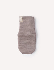 Folded light brown Mittens – Merino Baby AirWool with a small beige tag attached, displayed on a plain white background.