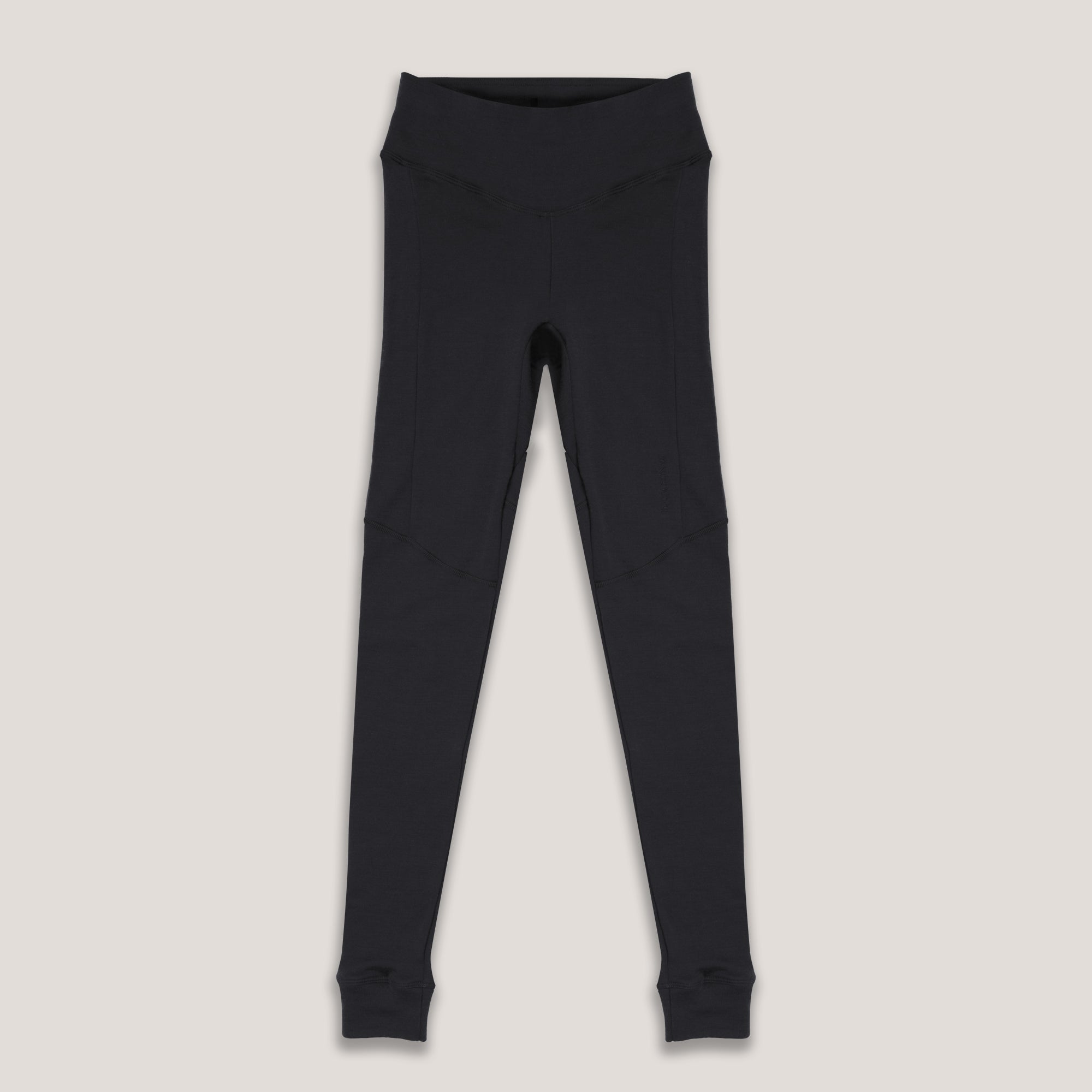 The Leggings Merino – AirWool 260 Women are shown laid flat on a light beige background, featuring a high waist, long fitted legs, and a wide waistband for warmth and breathability.