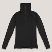 Black Janus AirWool merino zip polo on a light gray background