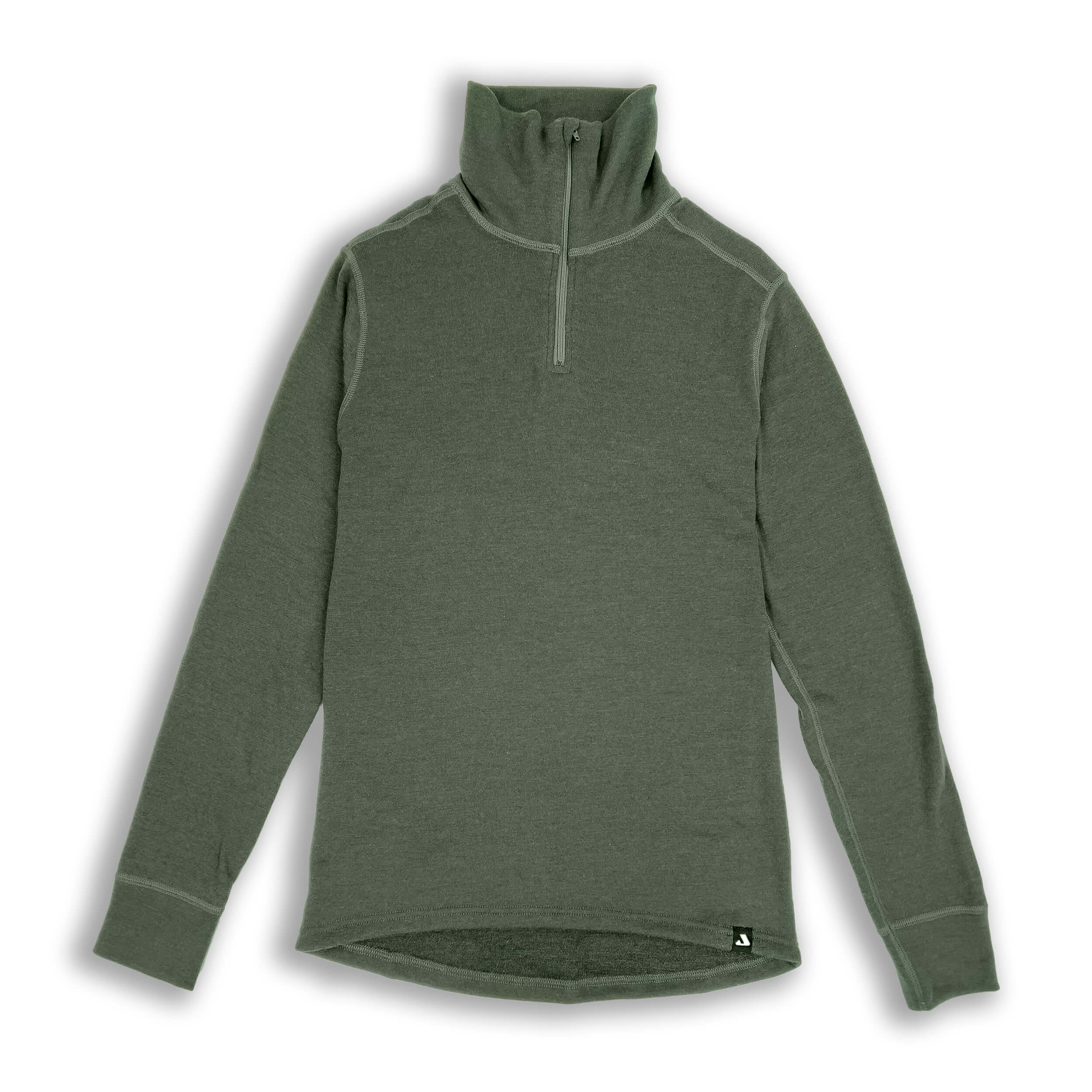 Janus merino polo with quarter zip, colour green