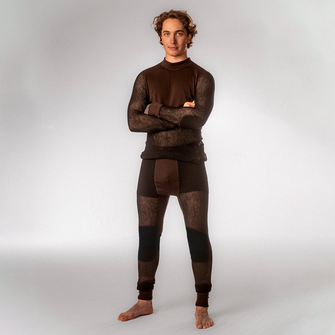 Merinoull longs og trøye til herre, brun, Janus x Kleveland