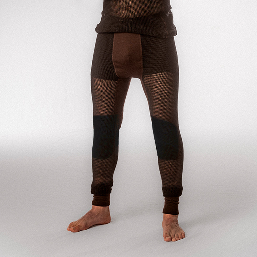 Merinoull longs med netting til herre, brun, Janus x Kleveland