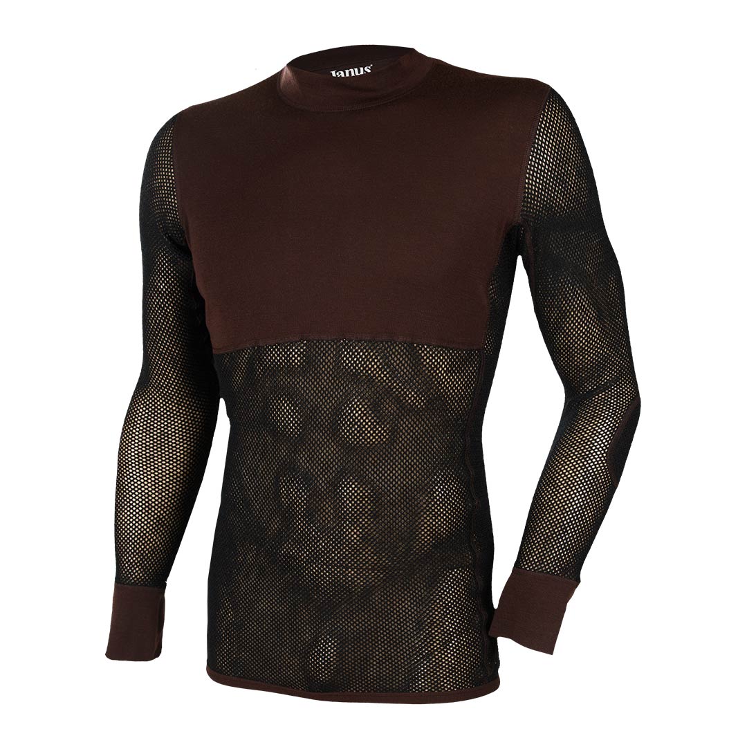 Merinoull-trøye netting til herre, brun, Janus x Kleveland