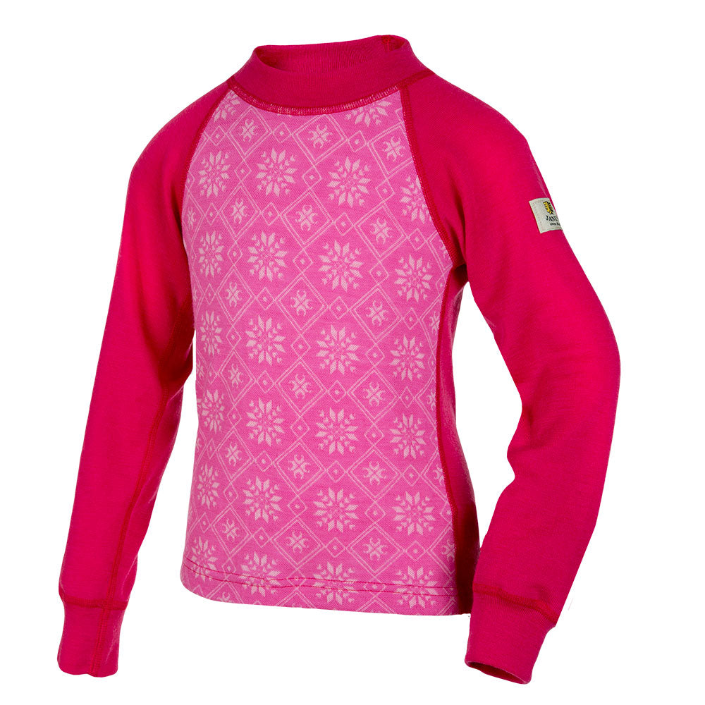 Janus merinoull trøye med jacquard til barn, rosa