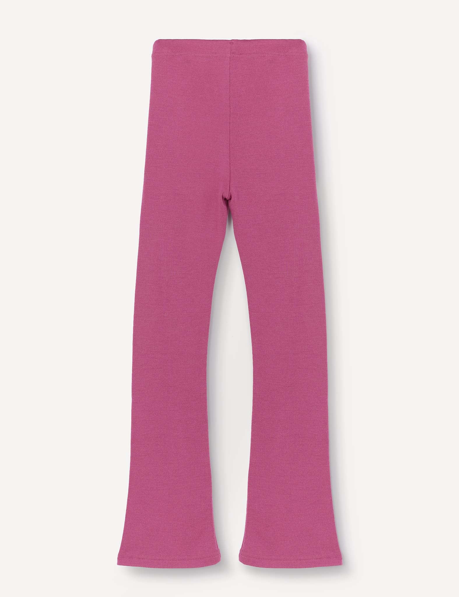 Flarepants – Merino Kids AirWool in pink, featuring a slightly flared leg and crafted from warm, comfortable merino wool, displayed flat against a plain light background.