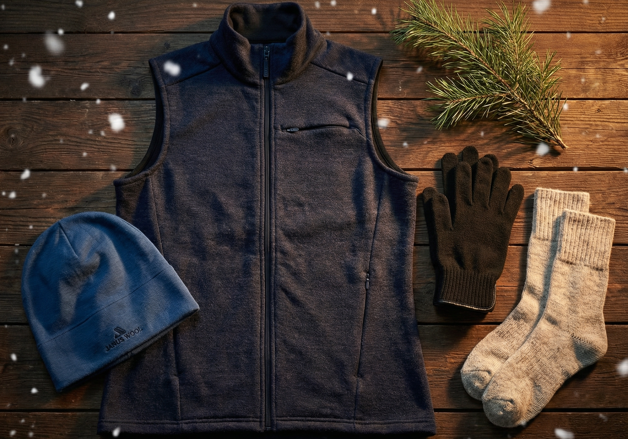 Hyper-realistic_flat_lay_of_men_s_merino_wool_gifts_on_a_dark_Scandinavian_tabletop._Minimal_Christmas_atmosphere_with_soft_falling_snow_and_a_single_green_pine_branch._Clean_premium.png