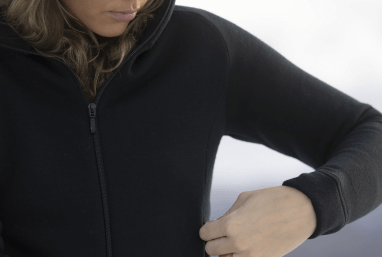 Person wearing wool jacket