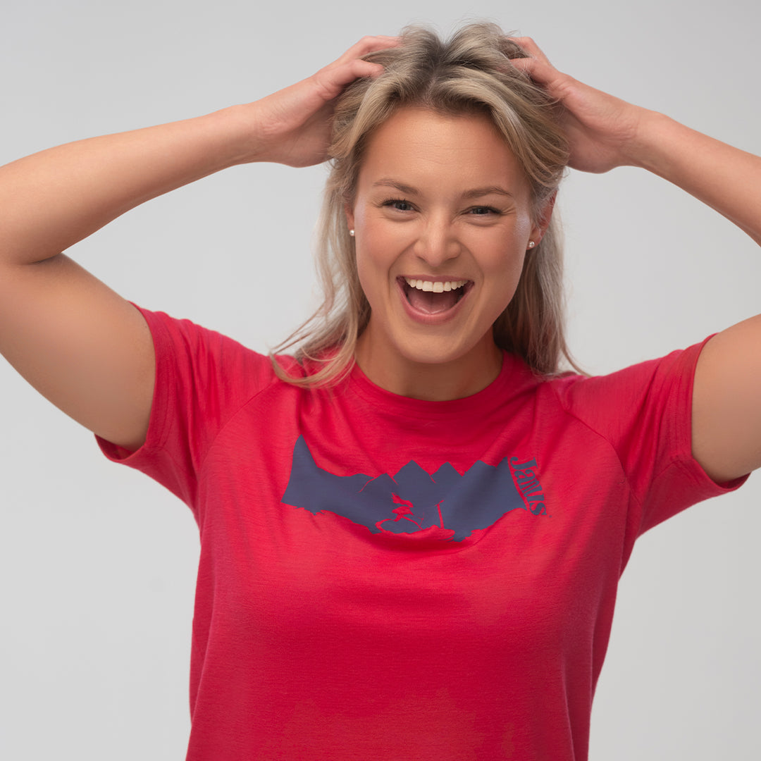 Hedvig Hjertaker med Janus sommerull t-skjorte i farge rosa