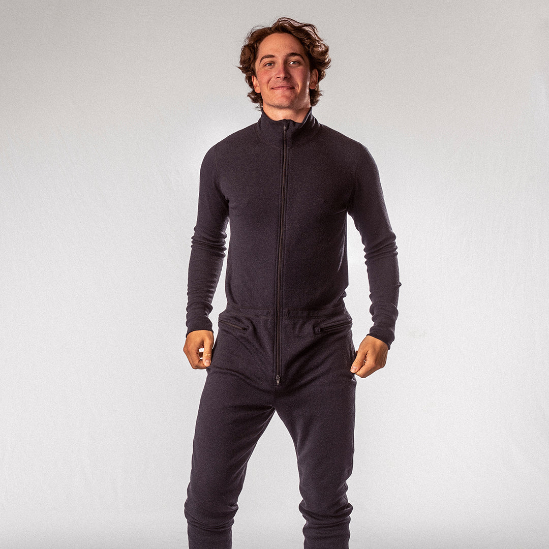 Gutt med Janus x Kleveland merinoull heldress, farge grå