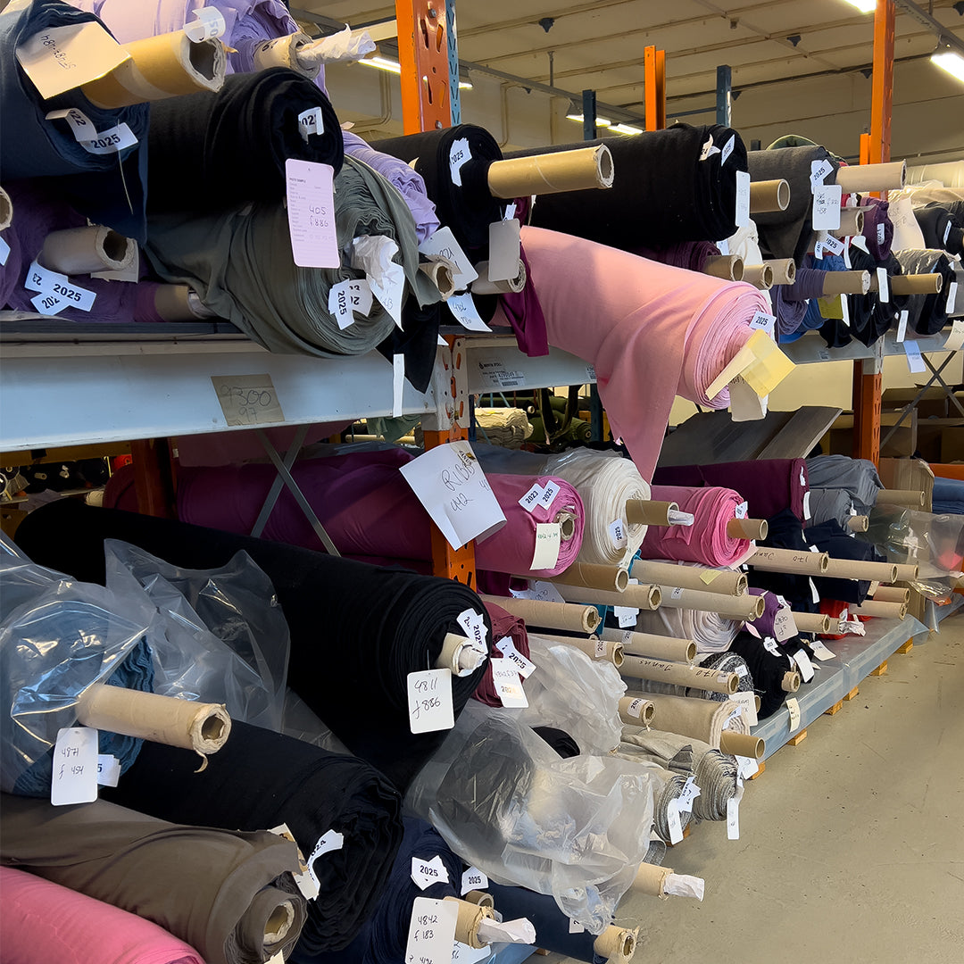 Colorful wool on shelves