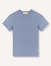 Troposphere-colored short-sleeve crewneck T-Shirt – Merino Kids Light laid flat on a white background, featuring a simple, plain design with no visible patterns or graphics. Enjoy all-day comfort and natural temperature regulation from premium merino wool.