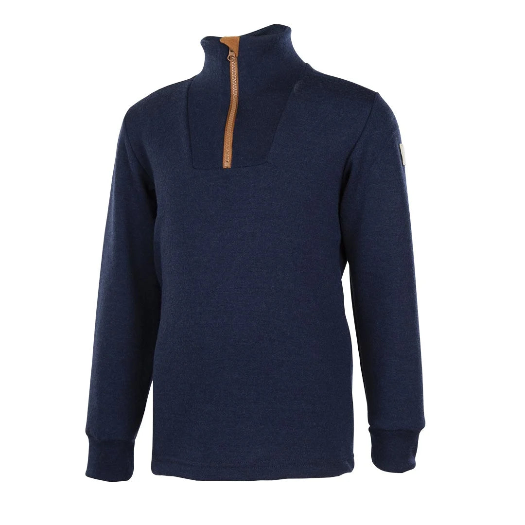 Janus ullpolo med zip til barn, marine