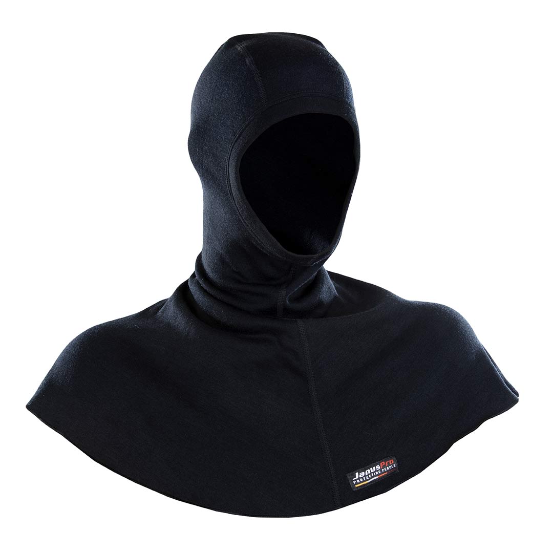JanusPro balaklava firefighter i flammehemmende ull, unisex, svart