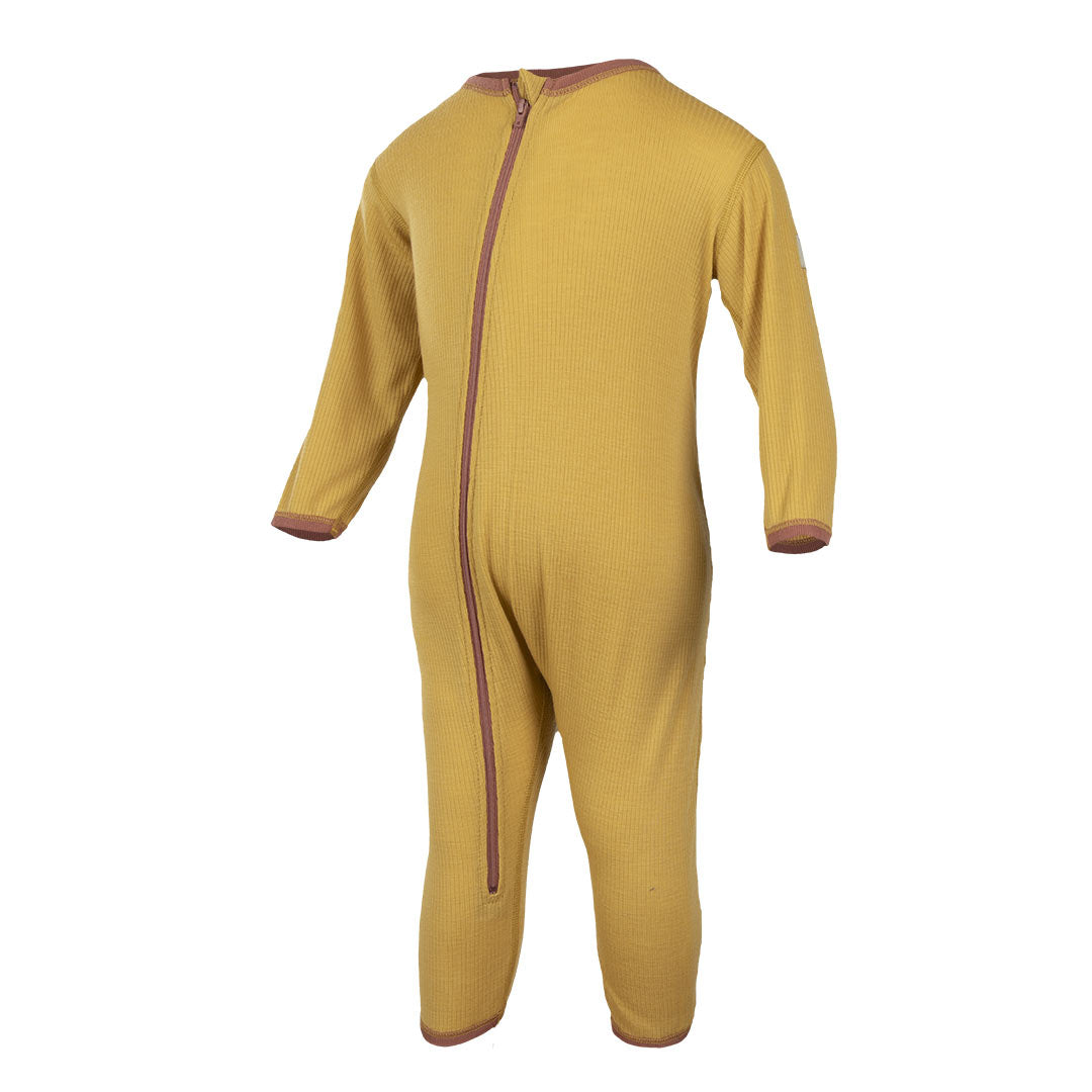 Janus lekedress i merinoull til baby, oker